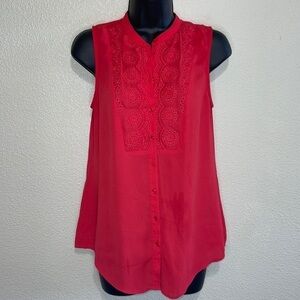 Anthropologie Maeve Red Short Sleeve Top